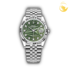 ROLEX DATEJUST 126234 STEEL OLIVE GREEN PALM 36MM