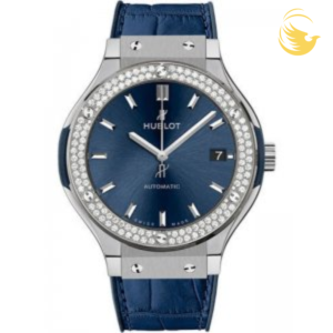 HUBLOT CLASSIC FUSION NAVY 42MM BEZEL DIAMOND