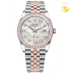 ROLEX DATEJUST 36MM DEMI ROSE GOLD 126281RBR MOP DIAMOND