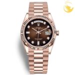 ROLEX DAY-DATE 36MM EVEROSE GOLD BROWN DIAMOND DIAL 128235