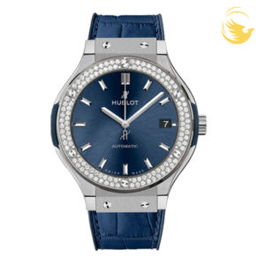 hublot classic fusion 38mm titanium blue diamonds